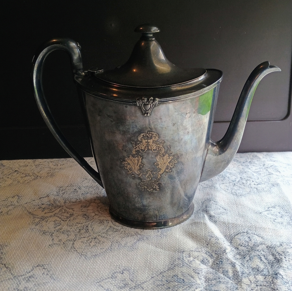 Vintage Silver-Tone Decorative Teapot - Gray
